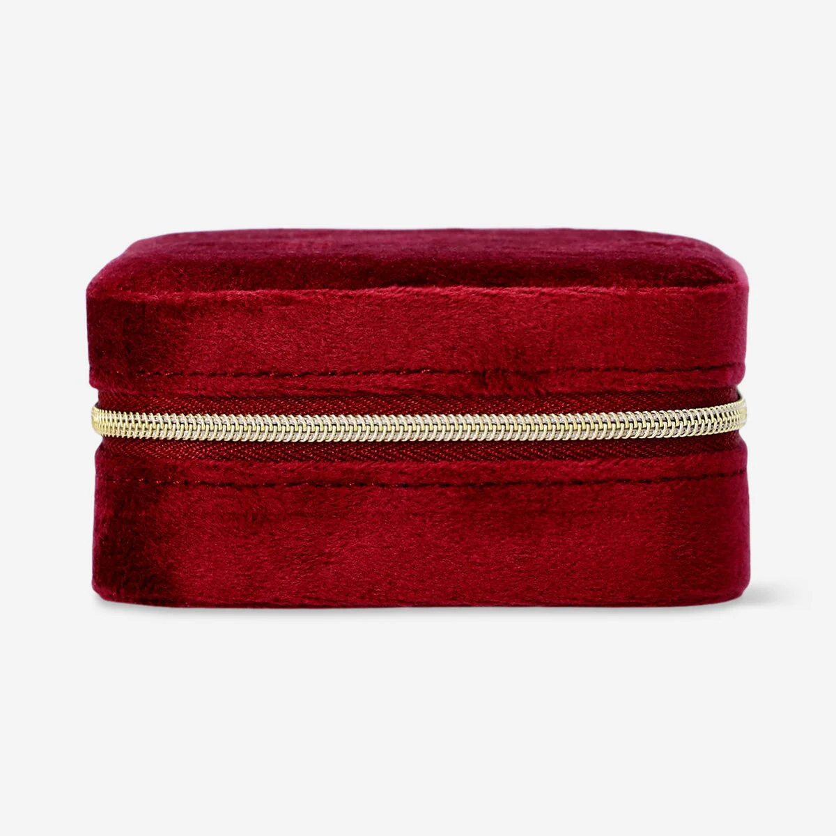 Burgundy velvet jewellery box with mirror - Image 3
