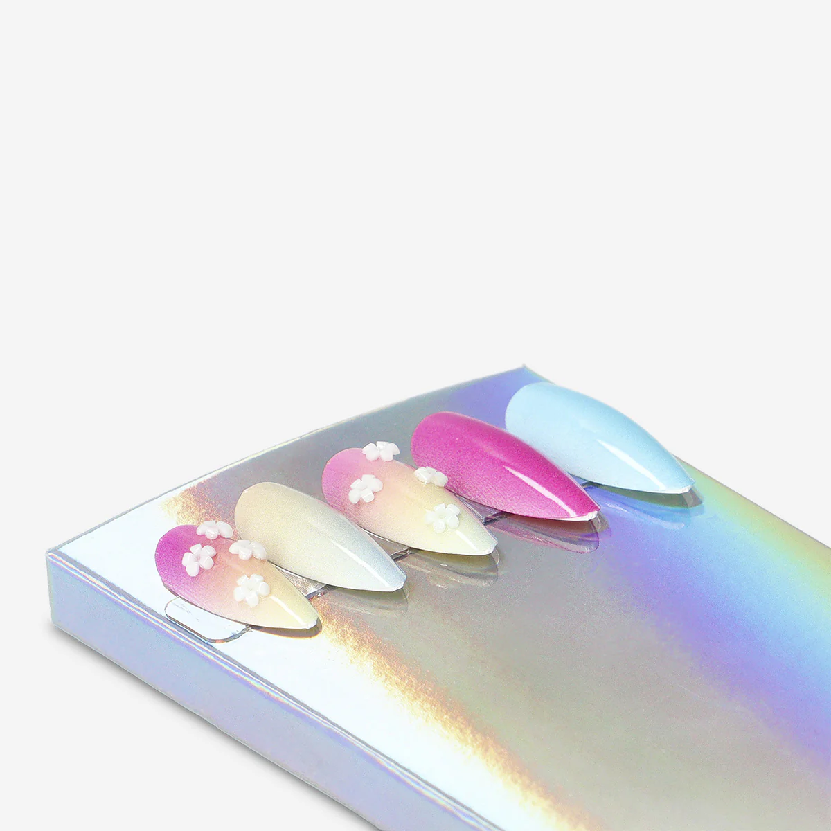 Press on nails - 3D flowers with gradient colourway - Image 3