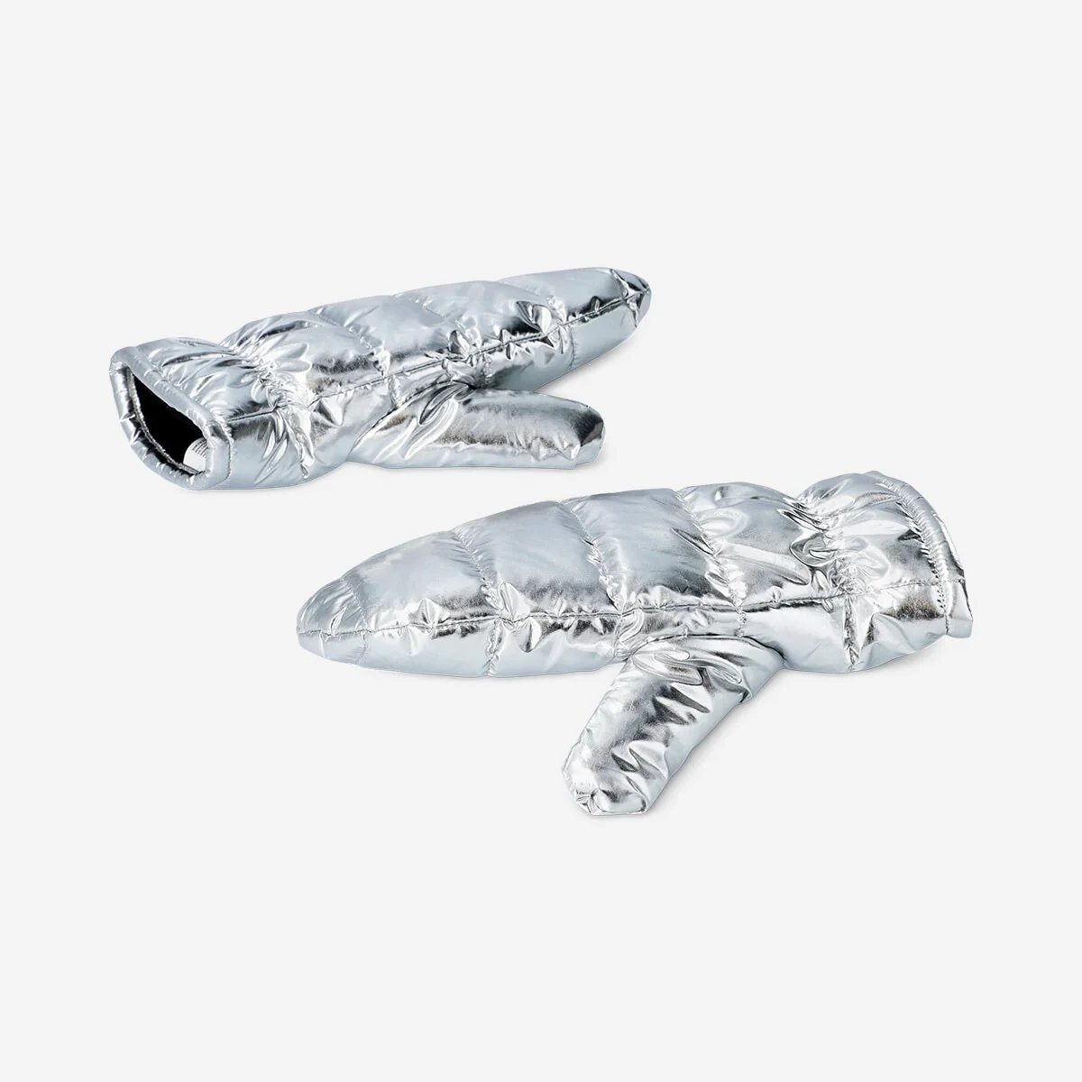 Puffy silver mittens - One Size - Image 2
