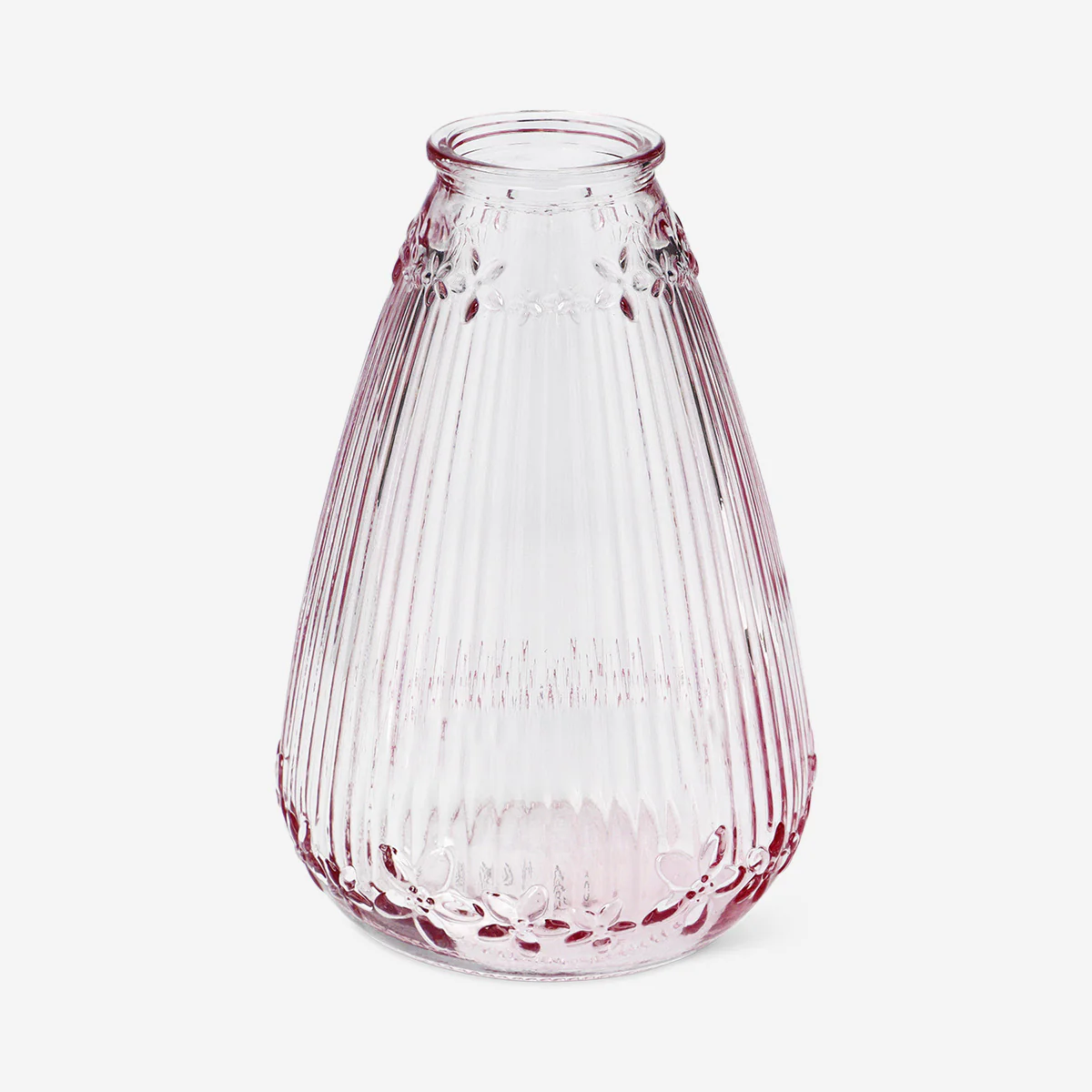 Glass vase with embossed flowers - 10 cm
