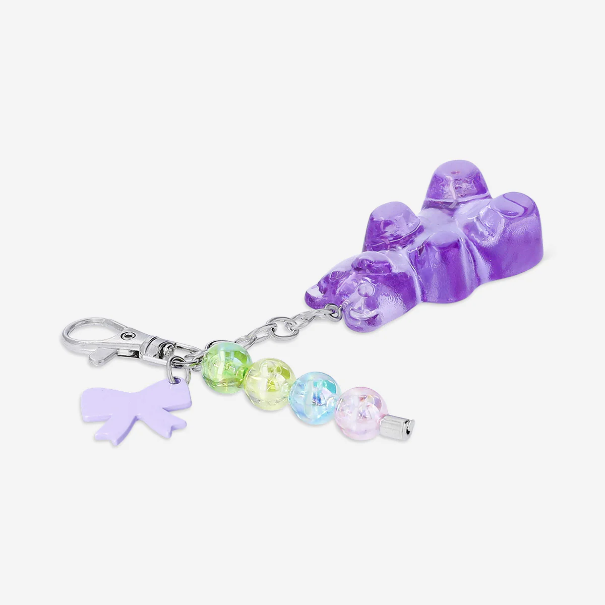 Purple gummy bear key ring with charms - Image 2