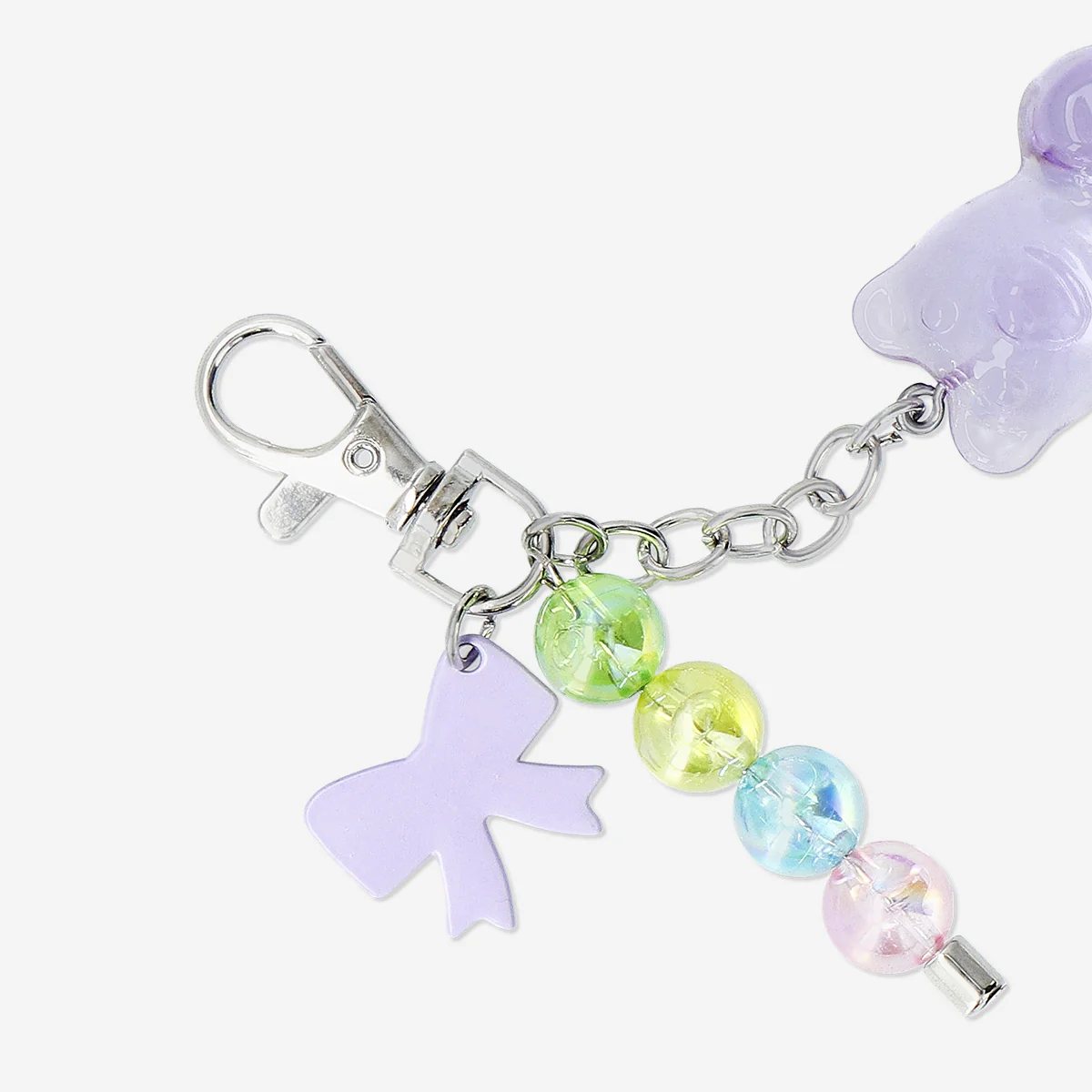 Purple gummy bear key ring with charms - Image 3