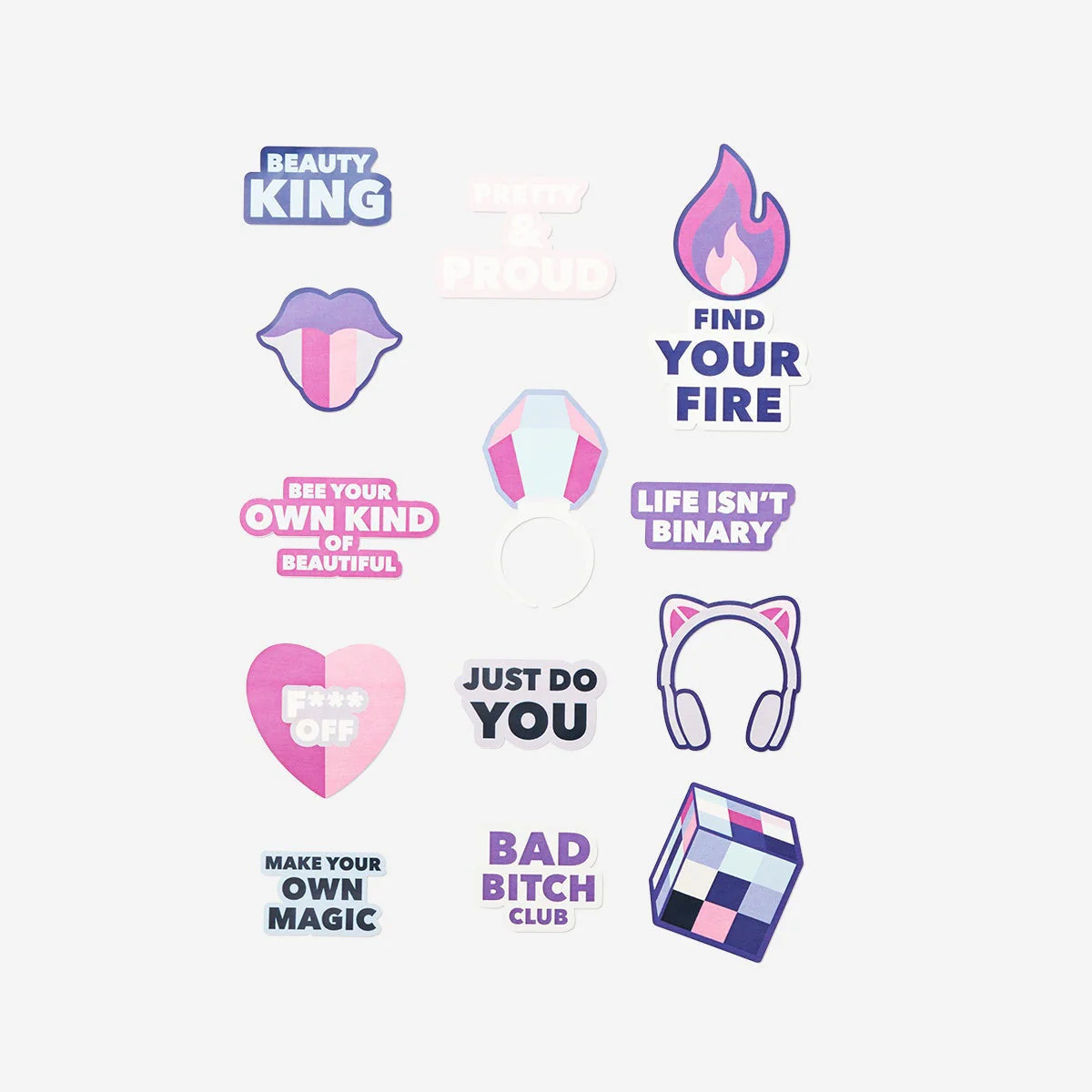 Purple mini cosmetics fridge with stickers - Image 3