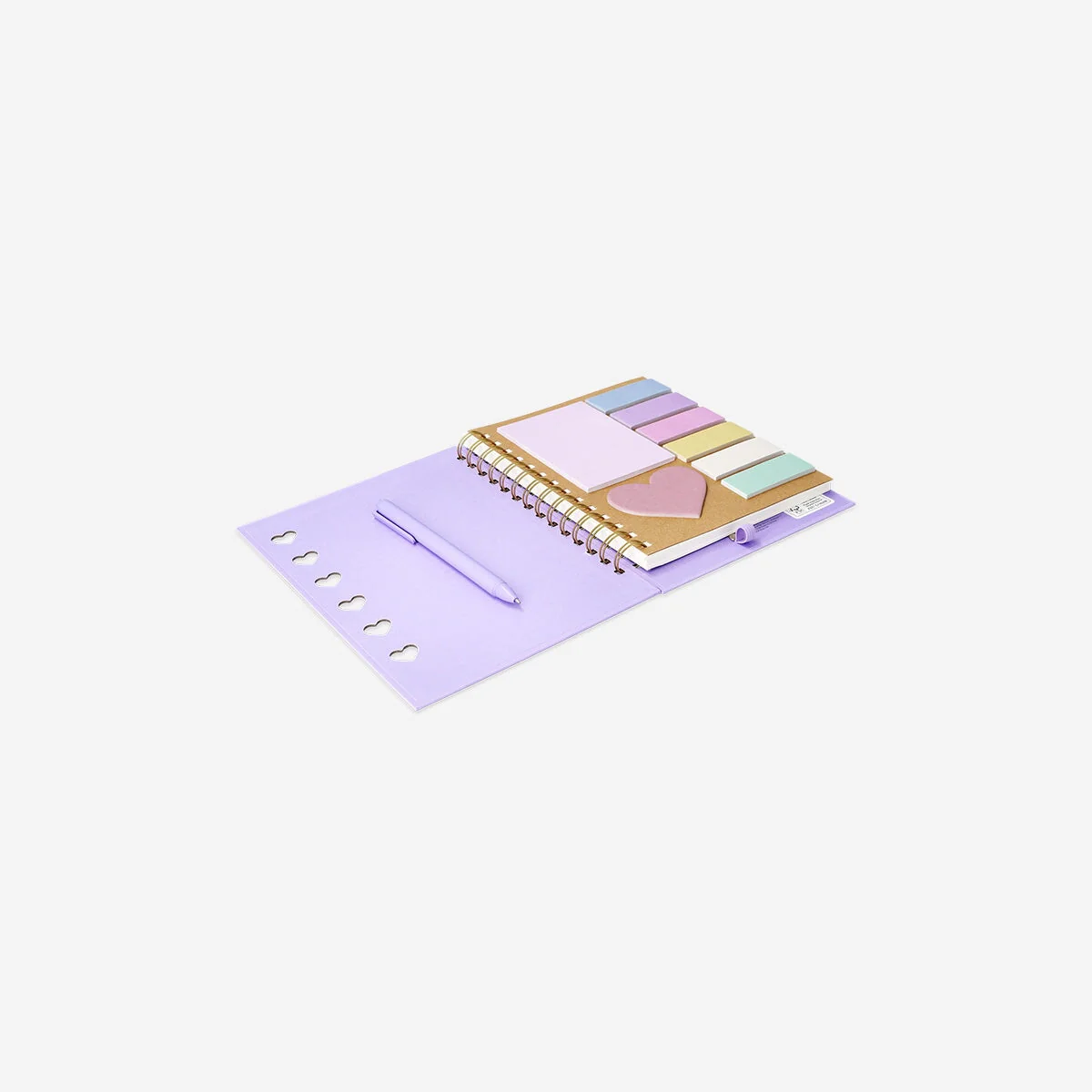 Purple notebook with ballpoint pen and sticky memos - Image 3