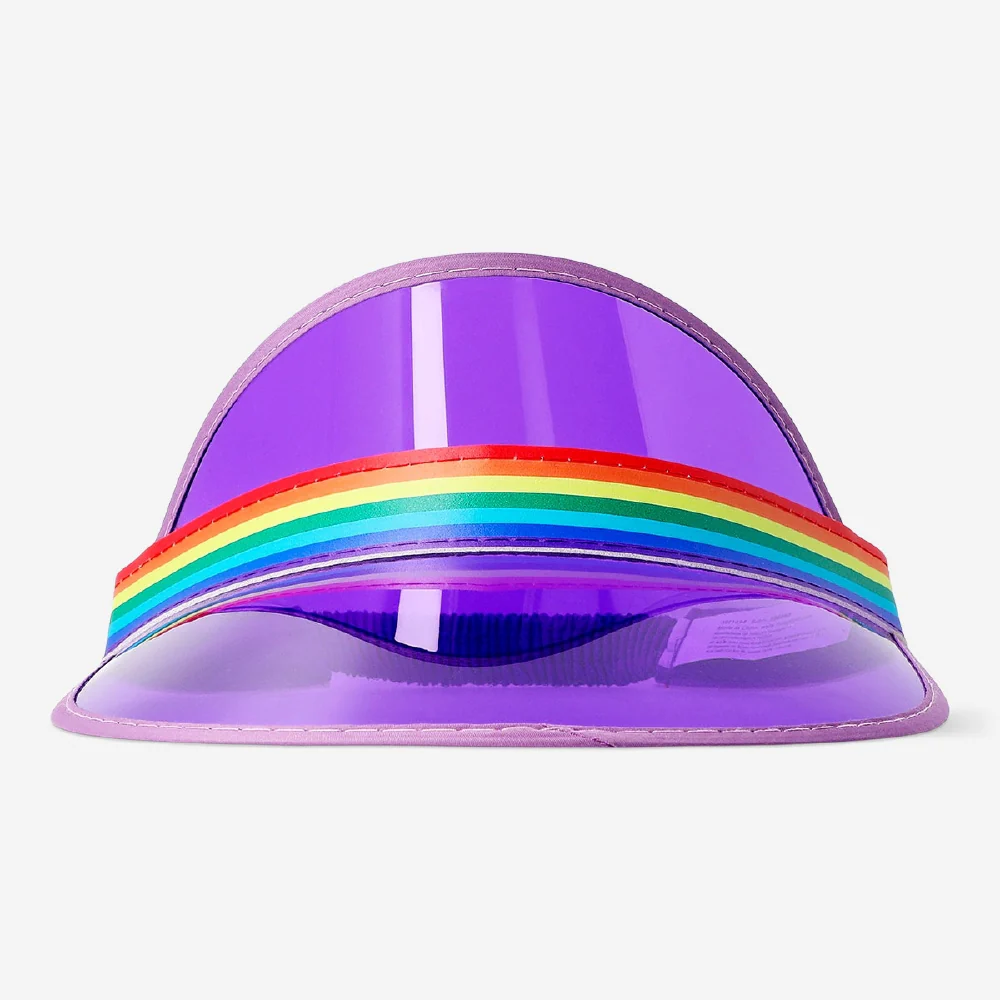 Purple sun visor with rainbow band