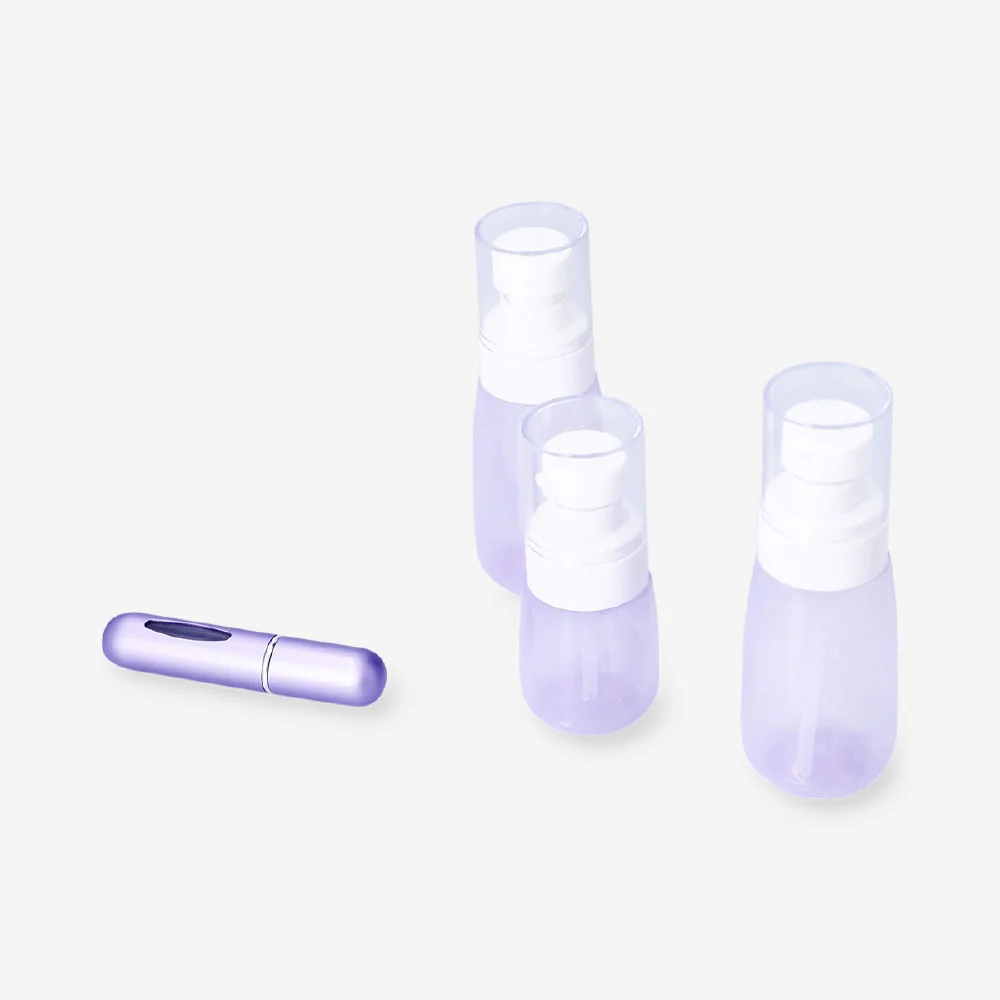 Purple travel set with perfume bottle - Image 2