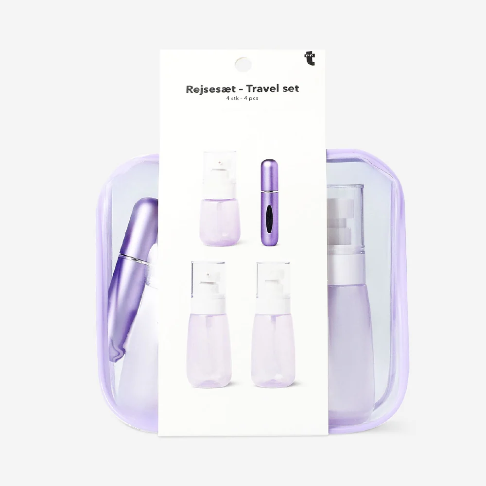 Purple travel set with perfume bottle - Image 3