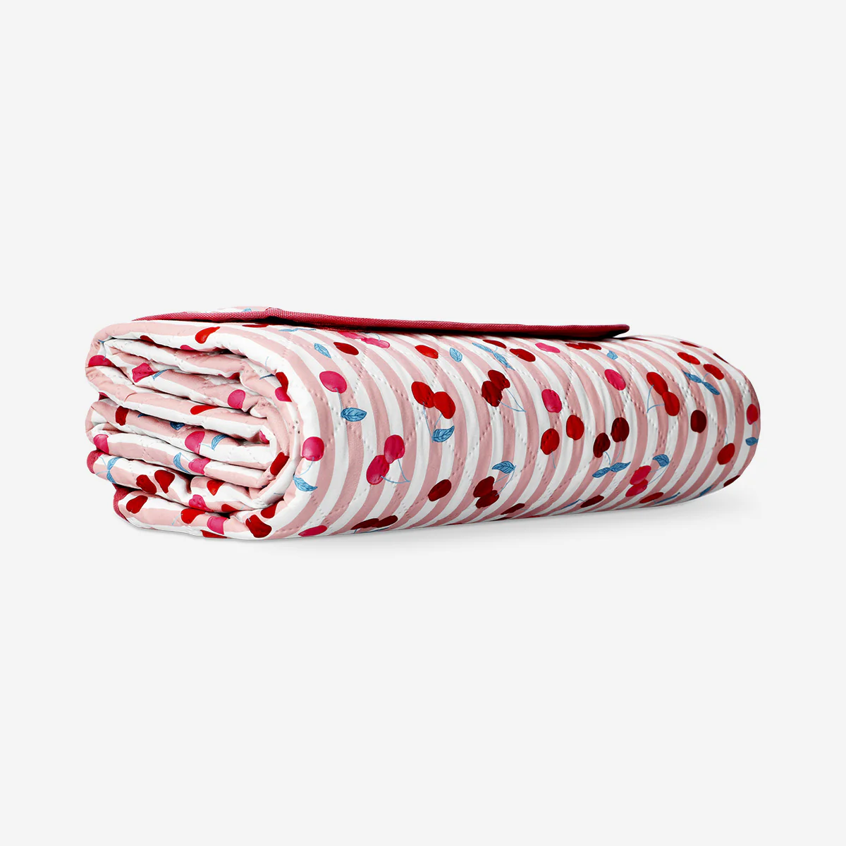 Quilted picnic blanket with berry print and carrying strap - 130x150 cm - Image 3