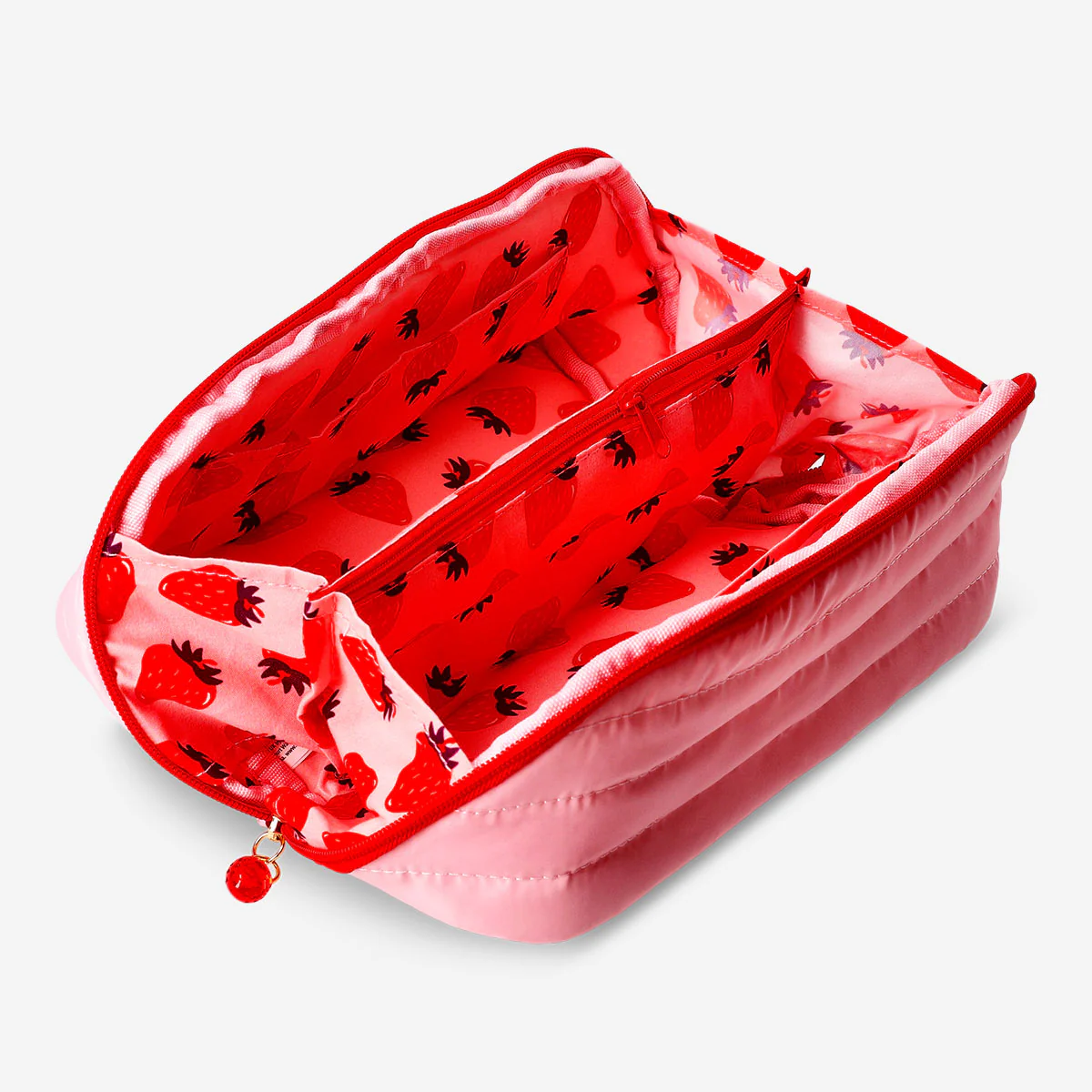 Quilted toiletry bag with strawberry print - Image 3