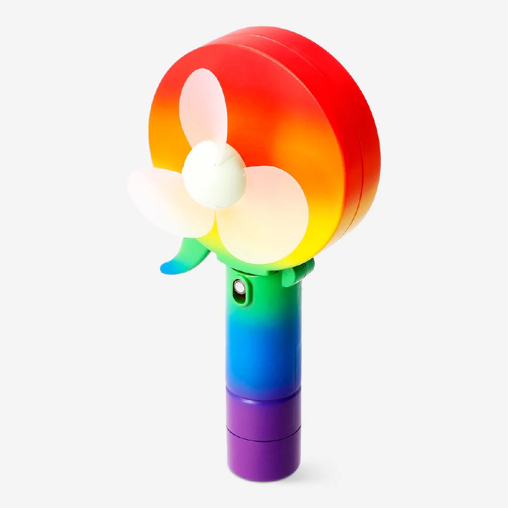 Rainbow coloured handheld fan - Image 2