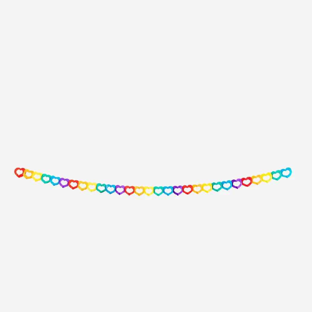 Rainbow heart cut out garland - 300 cm - Image 3