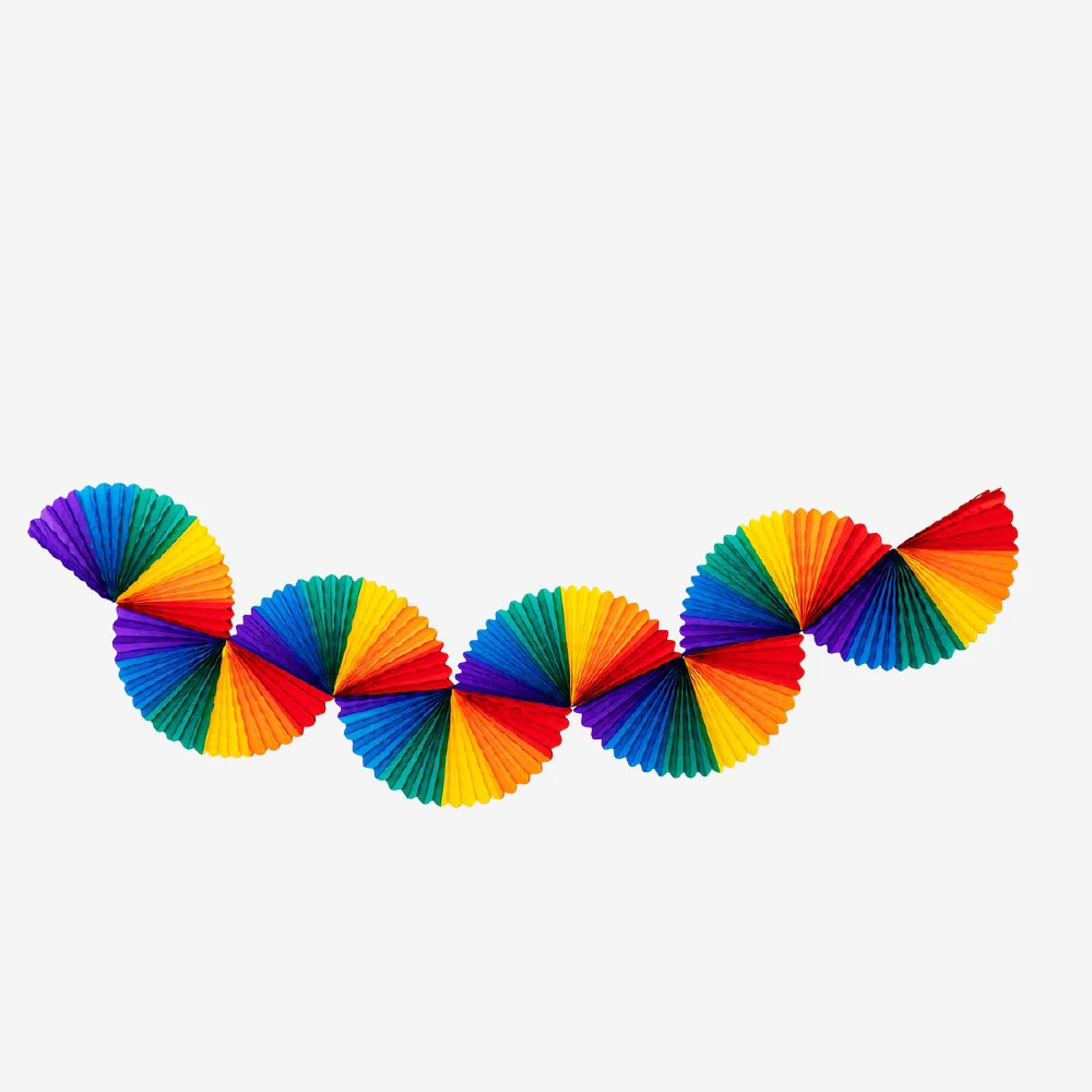 Rainbow paper fans garland - 160 cm