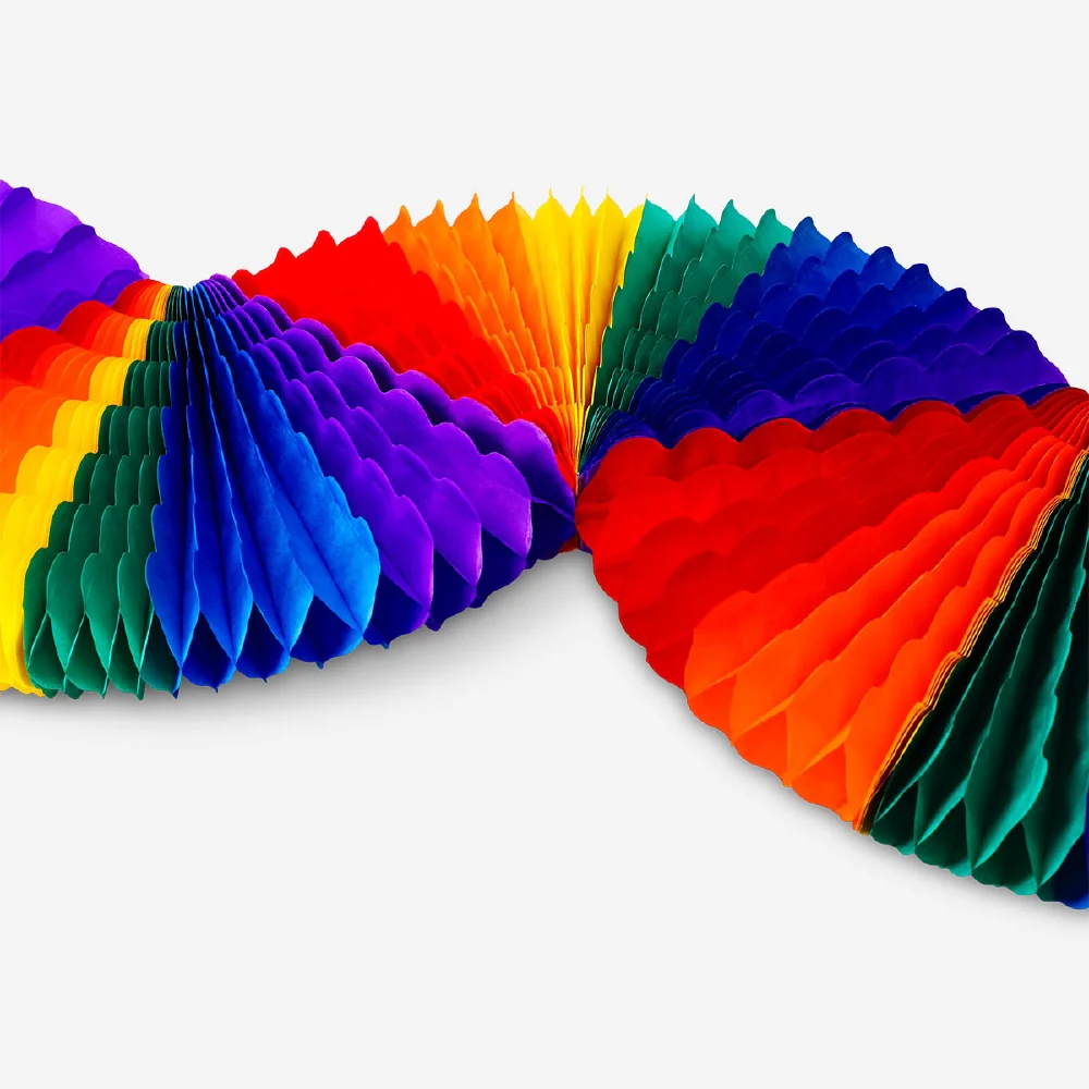 Rainbow paper fans garland - 160 cm - Image 2
