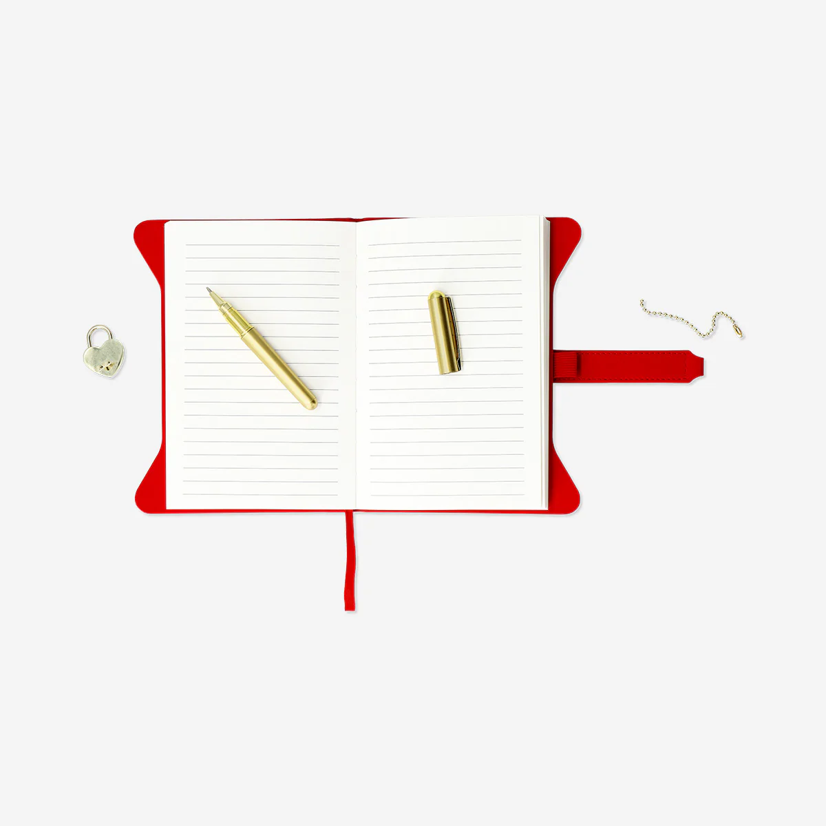 Red hearts diary with lock - Image 3