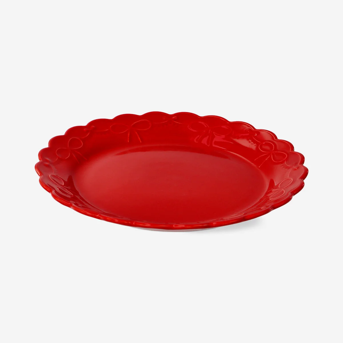 Red plate with embossed bow - 24 cm - Image 2