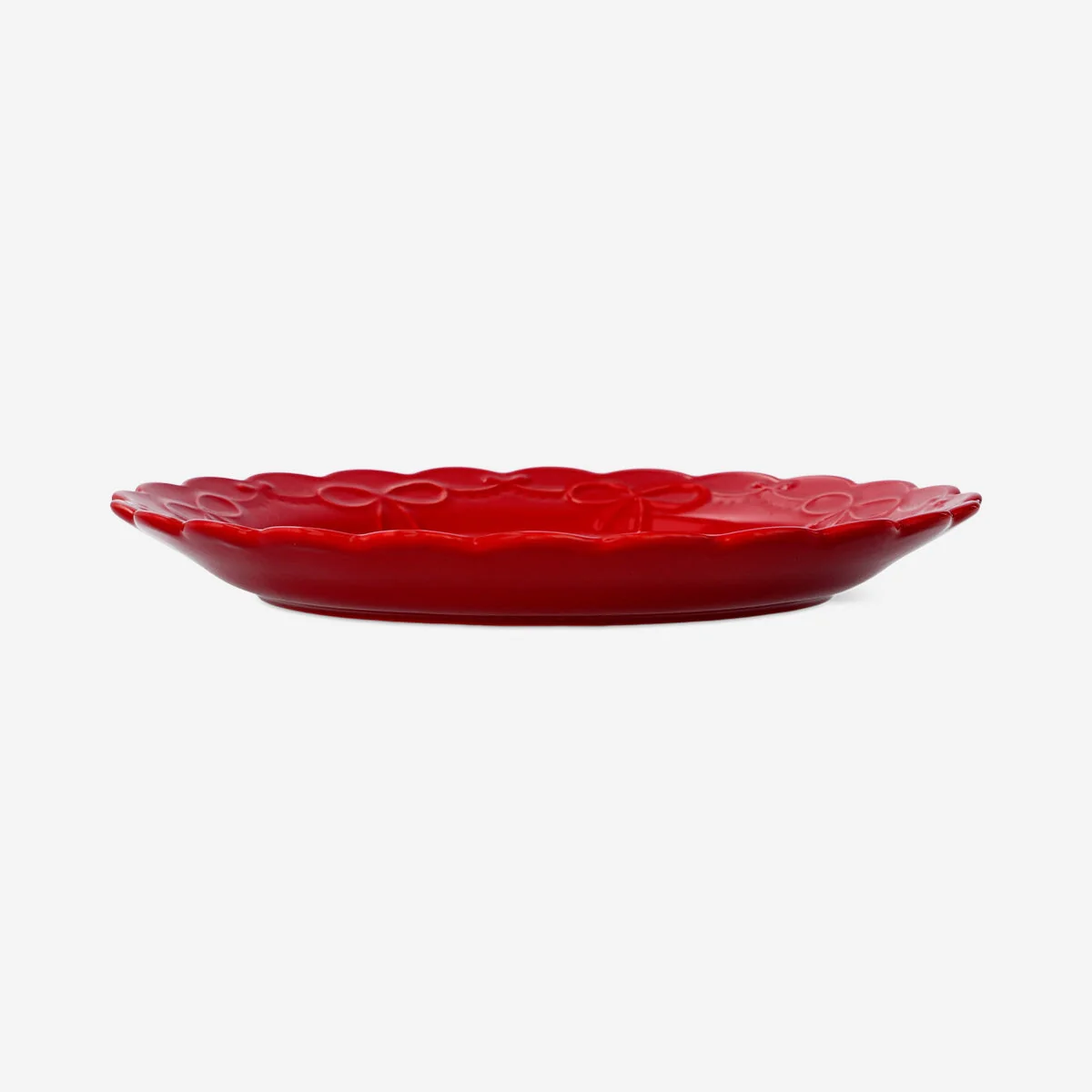 Red plate with embossed bow - 24 cm - Image 3