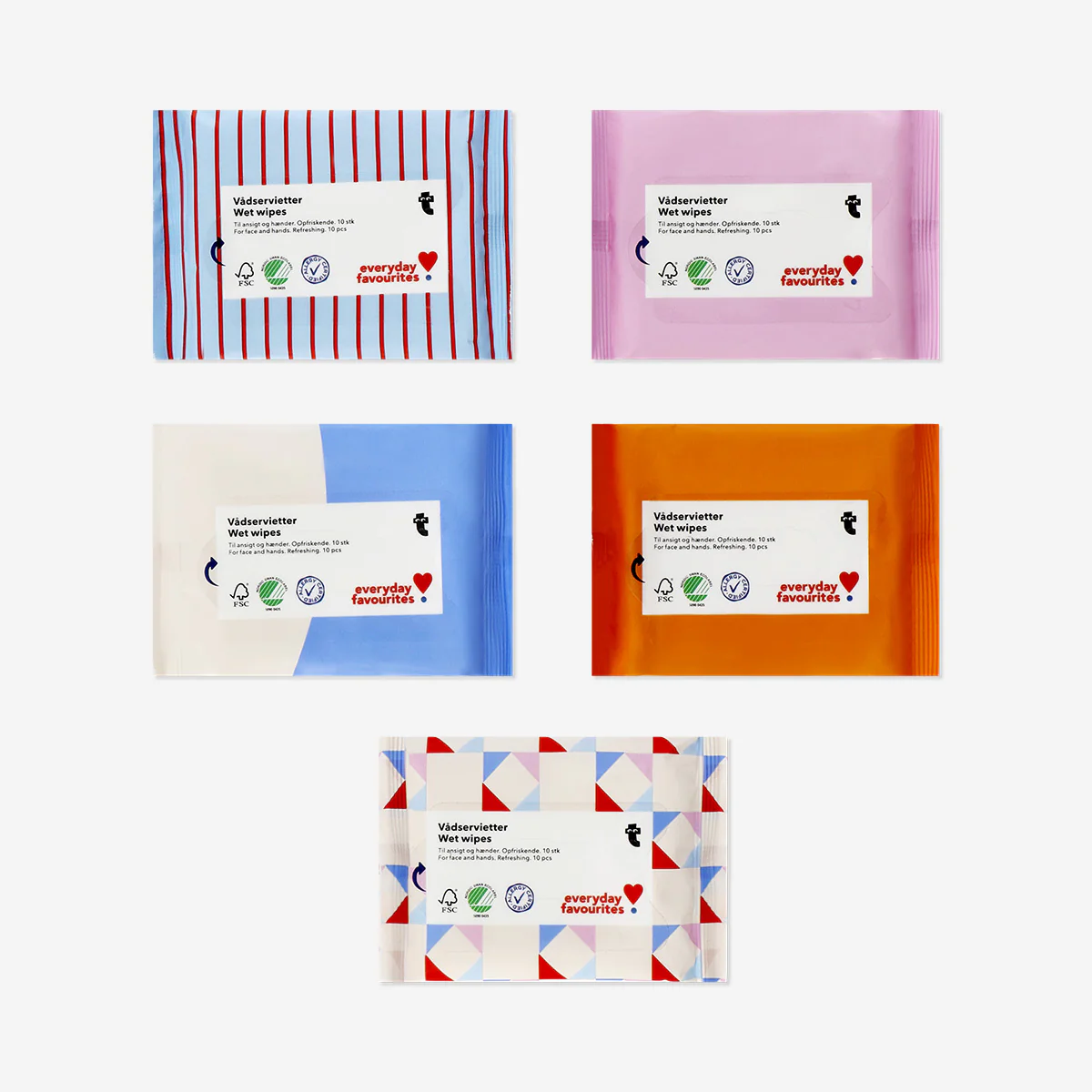 Refreshing wet wipes for face and hands - 5 pcs