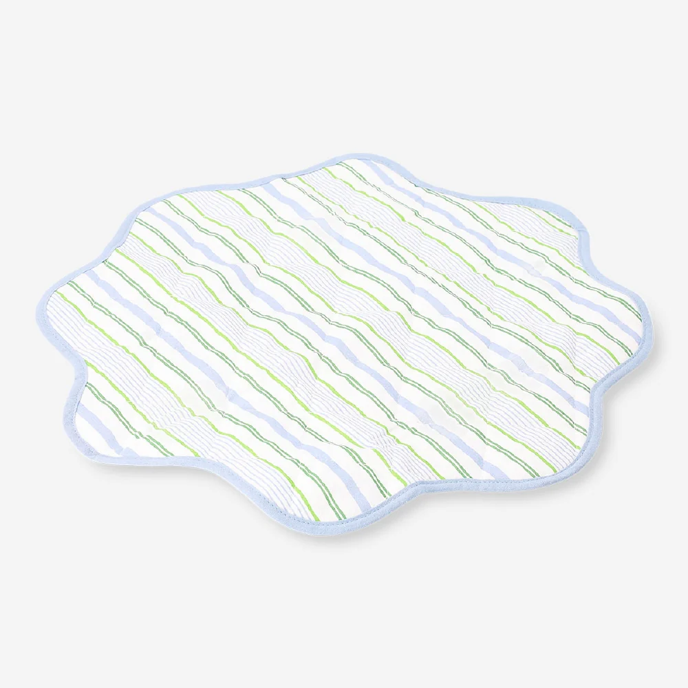 Round quilted placemat with striped pattern - 40 cm - Image 3