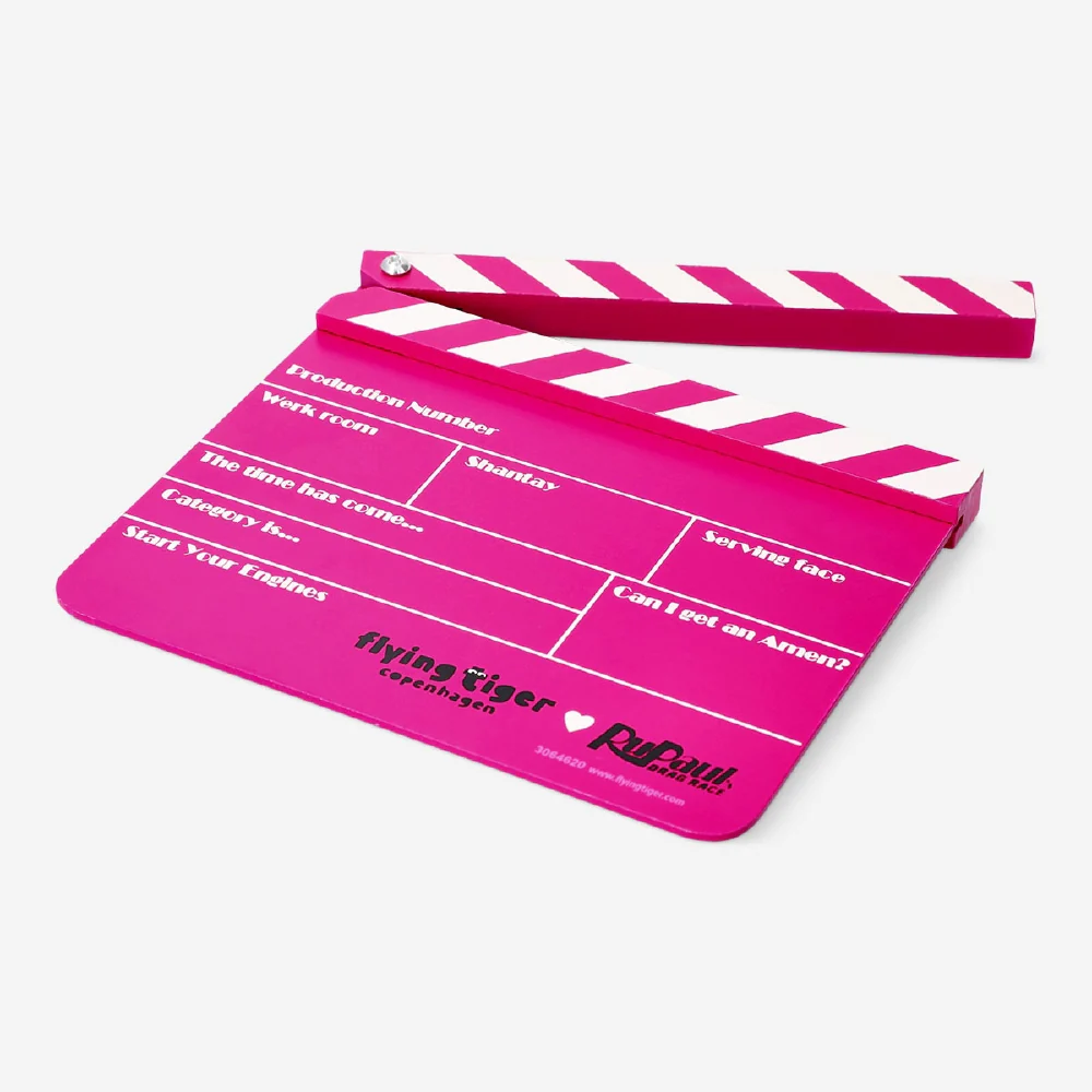 RuPaul's Drag Race x Flying Tiger Copenhagen - Pink clapperboard with chalk - Image 2