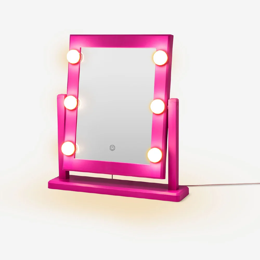 RuPaul's Drag Race x Flying Tiger Copenhagen - Pink wall mirror with light - 41x37 cm - Image 2