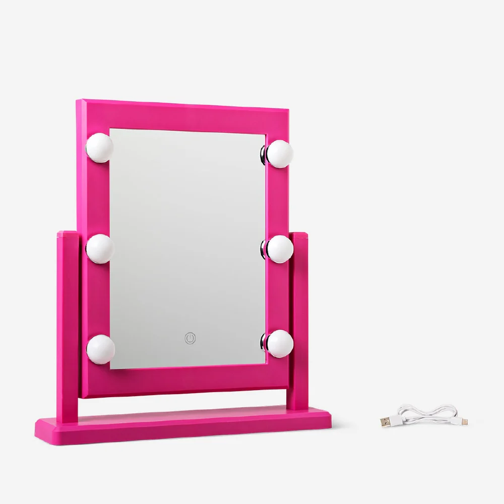 RuPaul's Drag Race x Flying Tiger Copenhagen - Pink wall mirror with light - 41x37 cm - Image 3