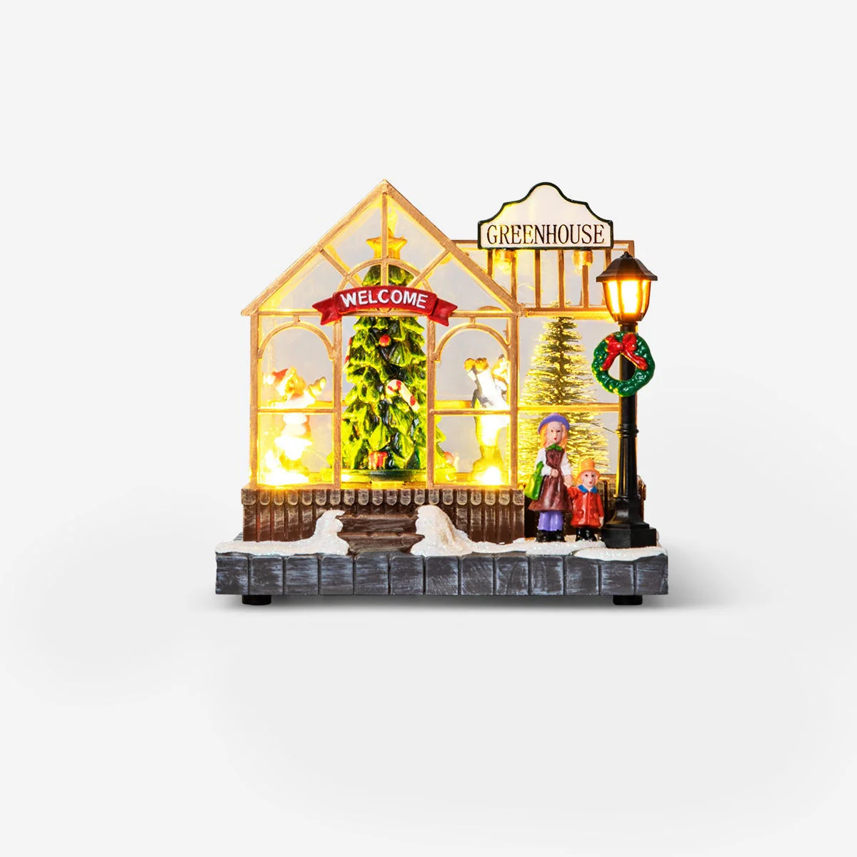 Scene for Christmas village. With light, movement and music