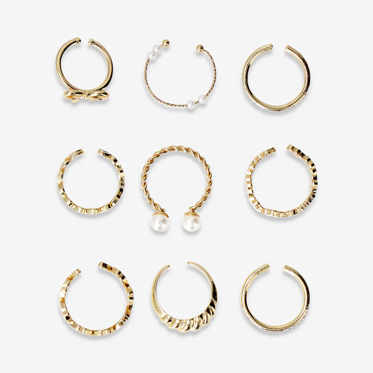 Set of adjustable rings - Gold designs - Image 2