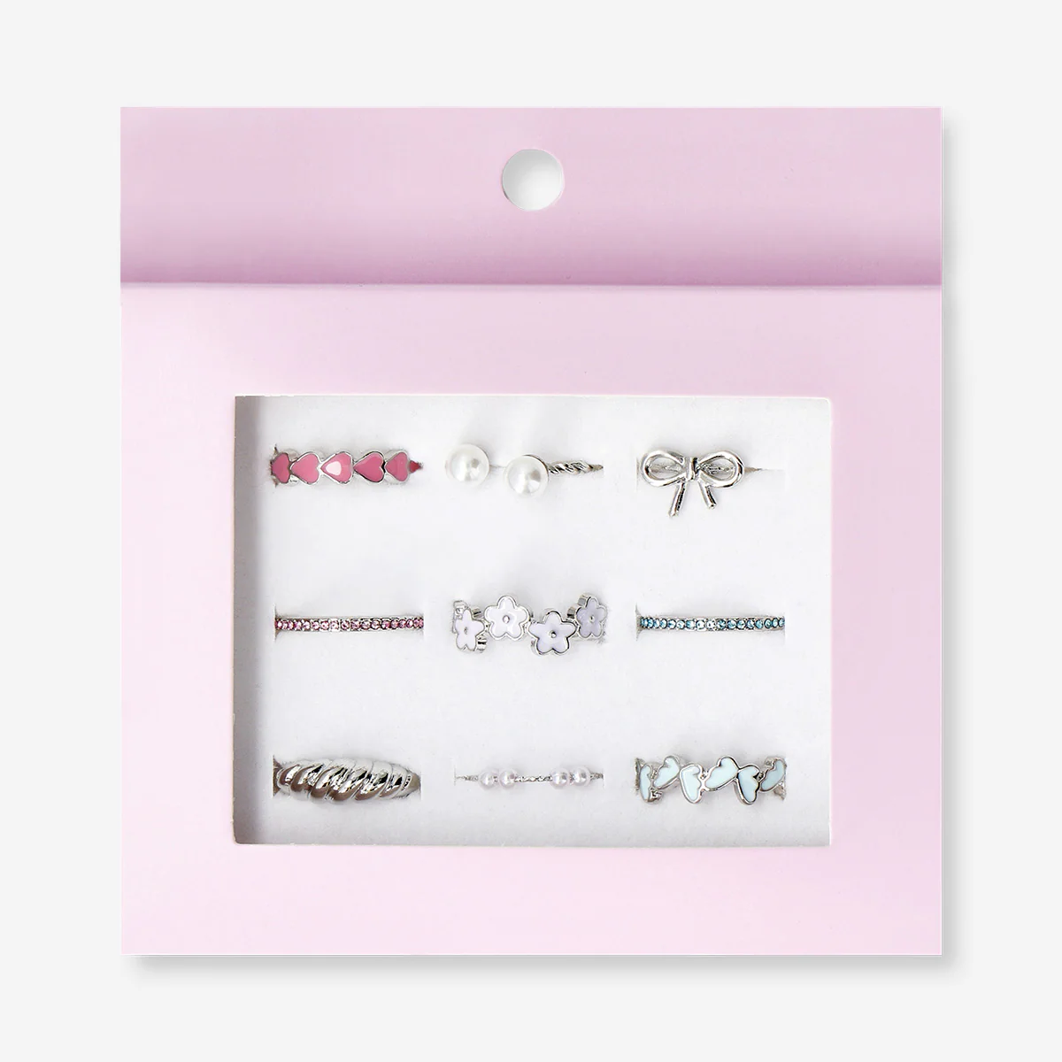Set of adjustable rings - Silver designs