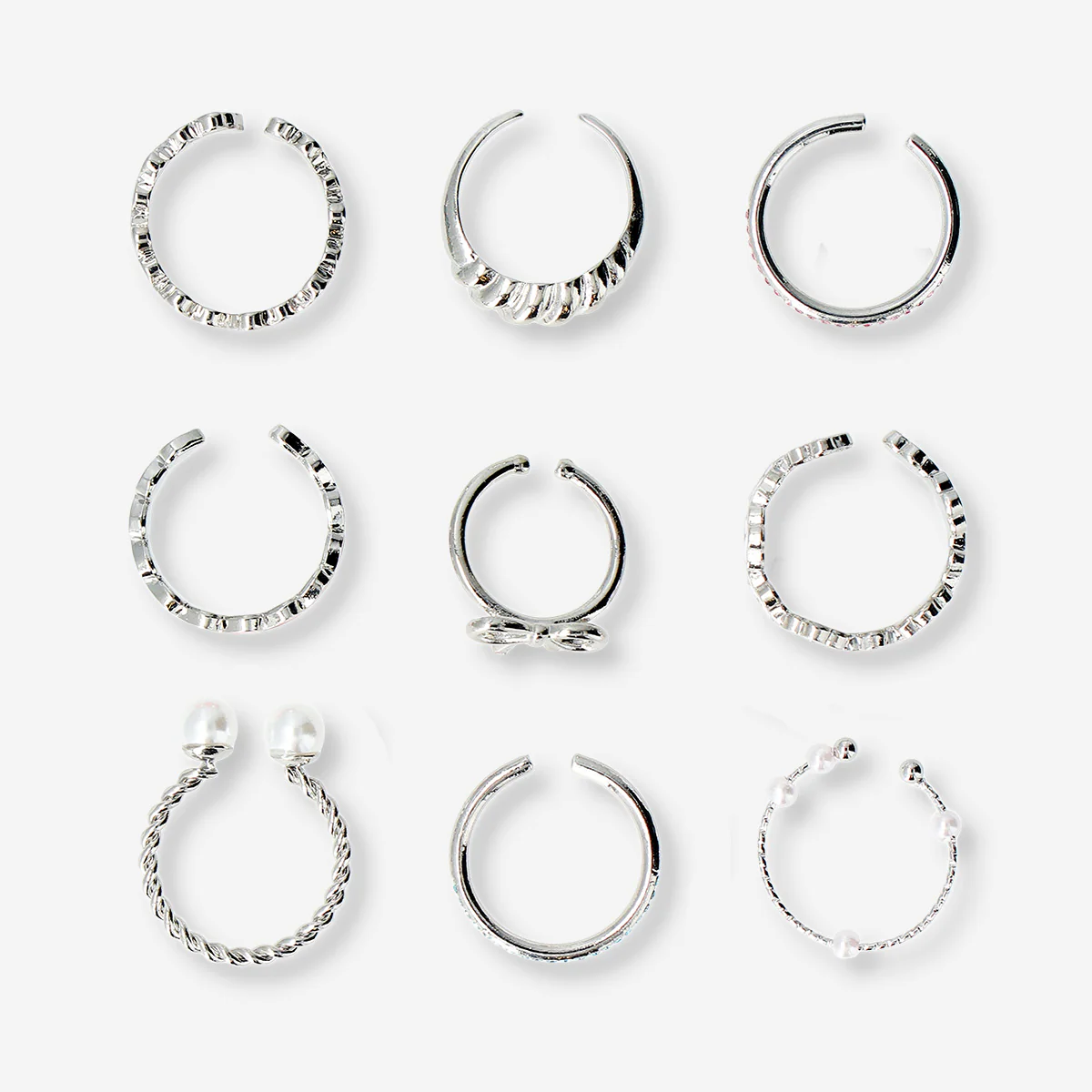 Set of adjustable rings - Silver designs - Image 2