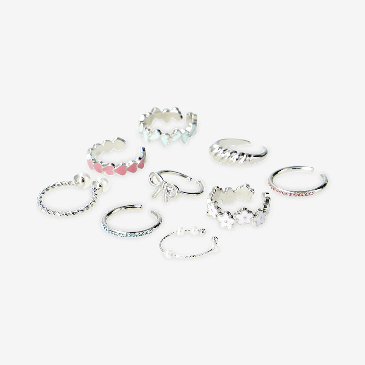 Set of adjustable rings - Silver designs - Image 3