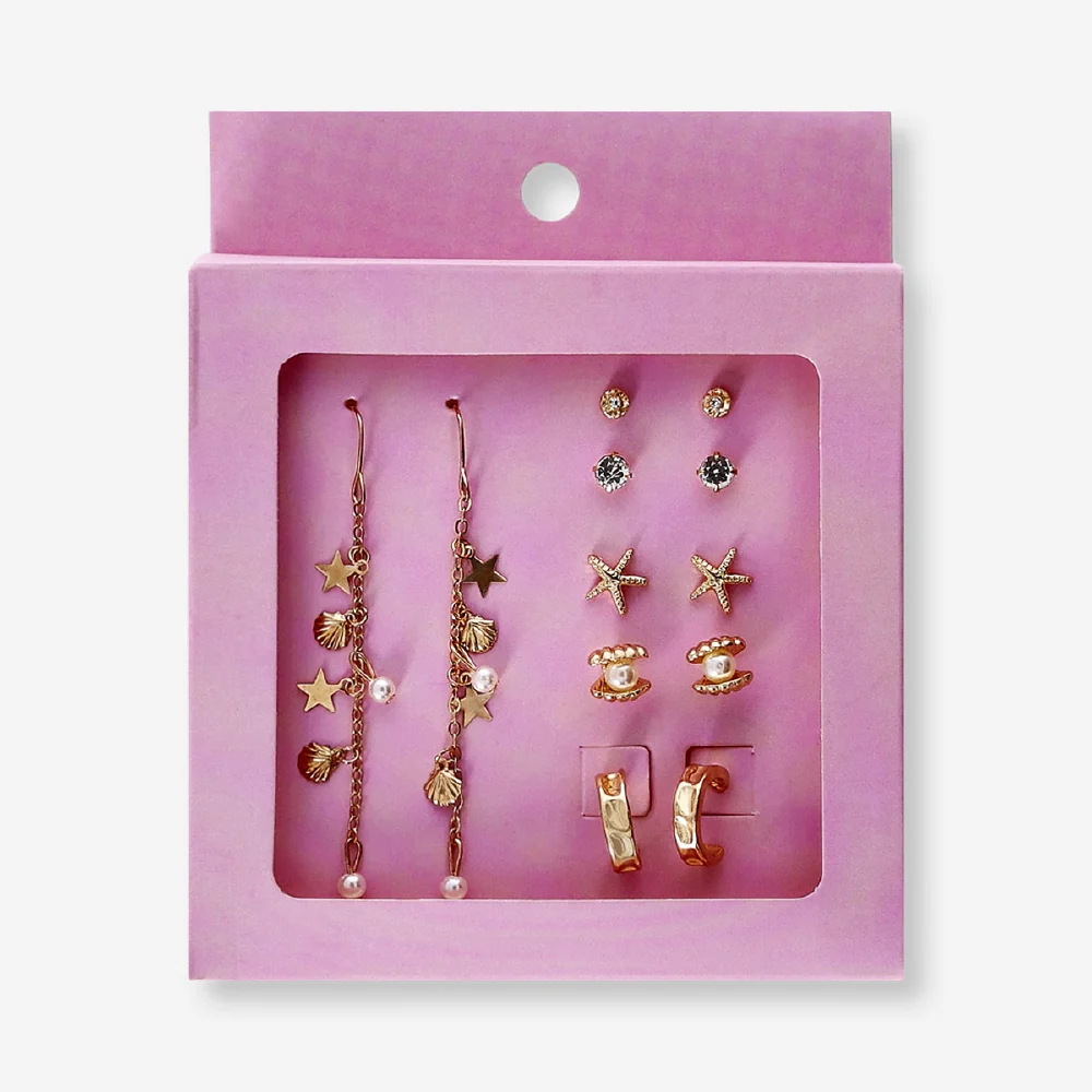 Set of earrings - Sea icons - 6 pcs