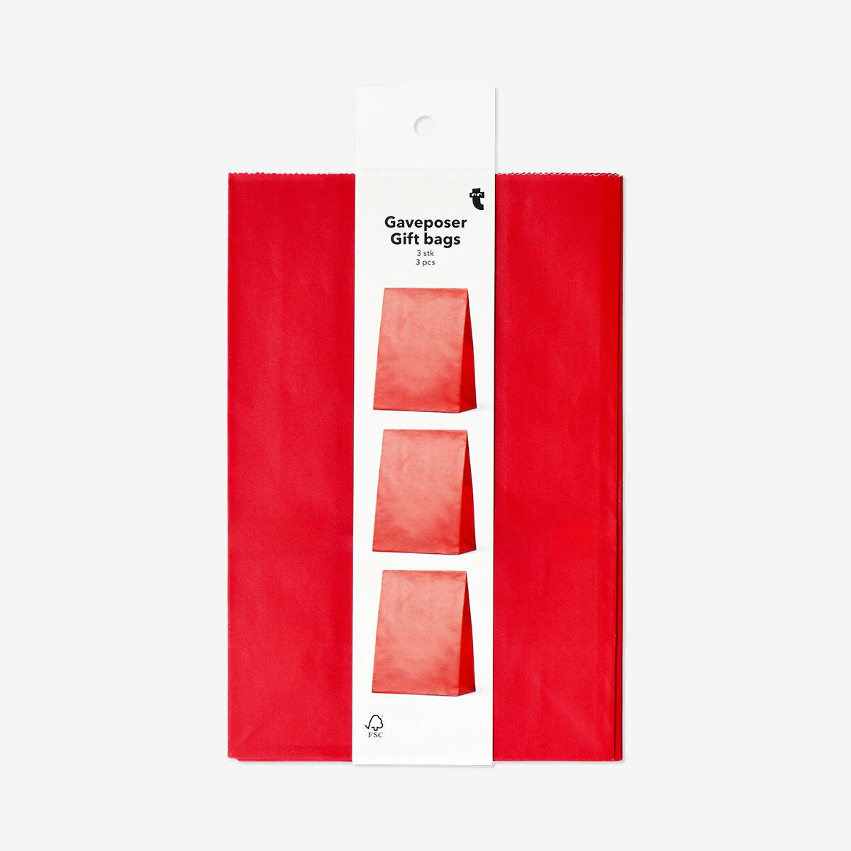 Set of red paper gift bags - 3 pcs