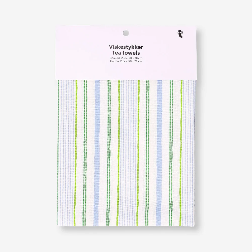 Set of tea towels with checks and stripes - 2 pcs - Image 3
