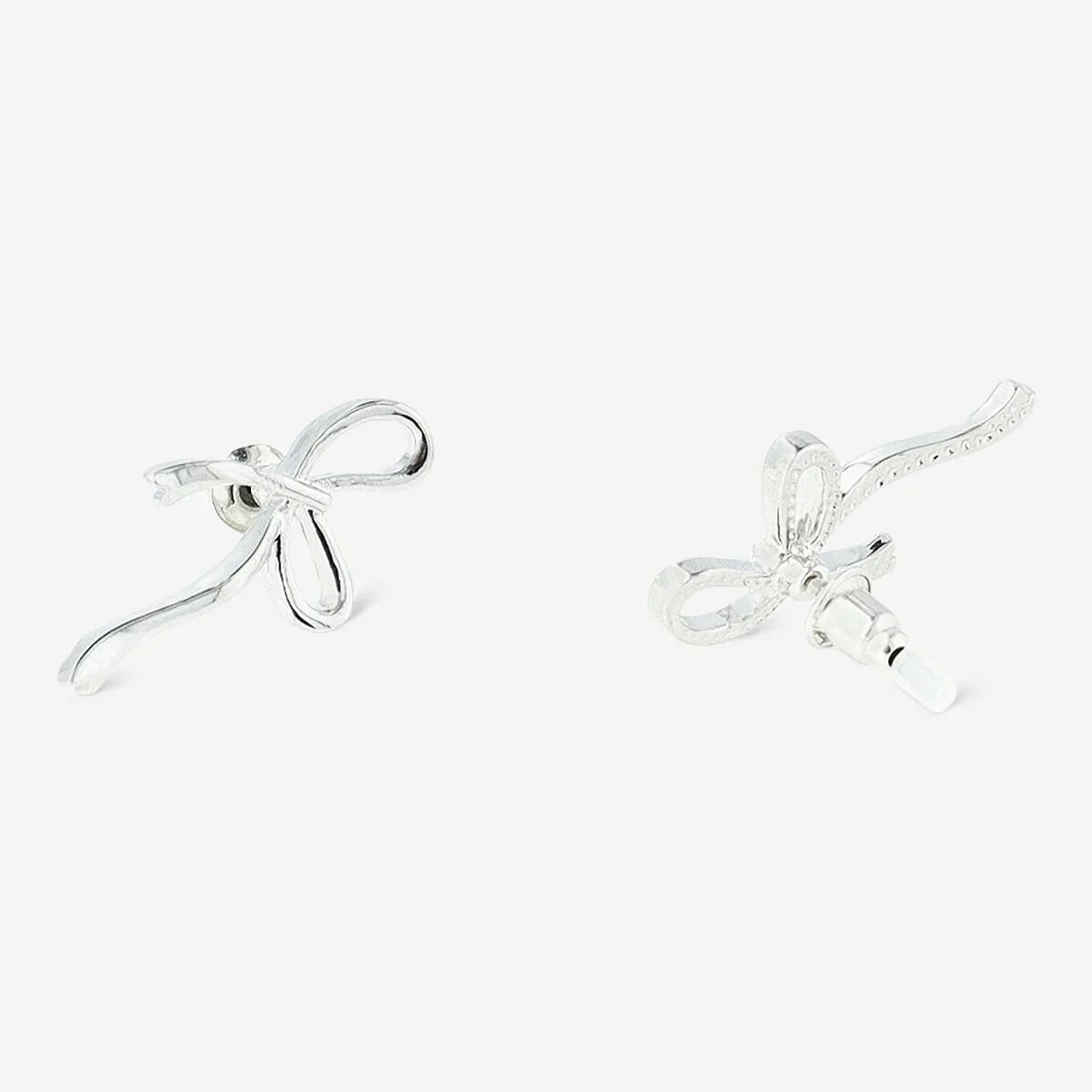Silver bow earrings - 2 pcs - Image 2