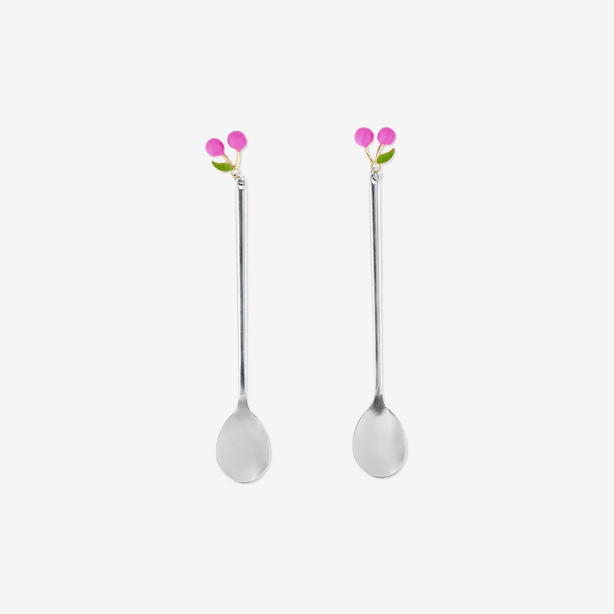 Silver dessert spoons with cherries - 2 pcs - Image 2