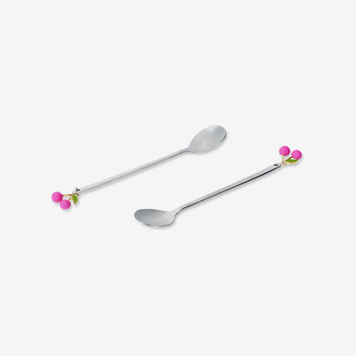 Silver dessert spoons with cherries - 2 pcs - Image 3