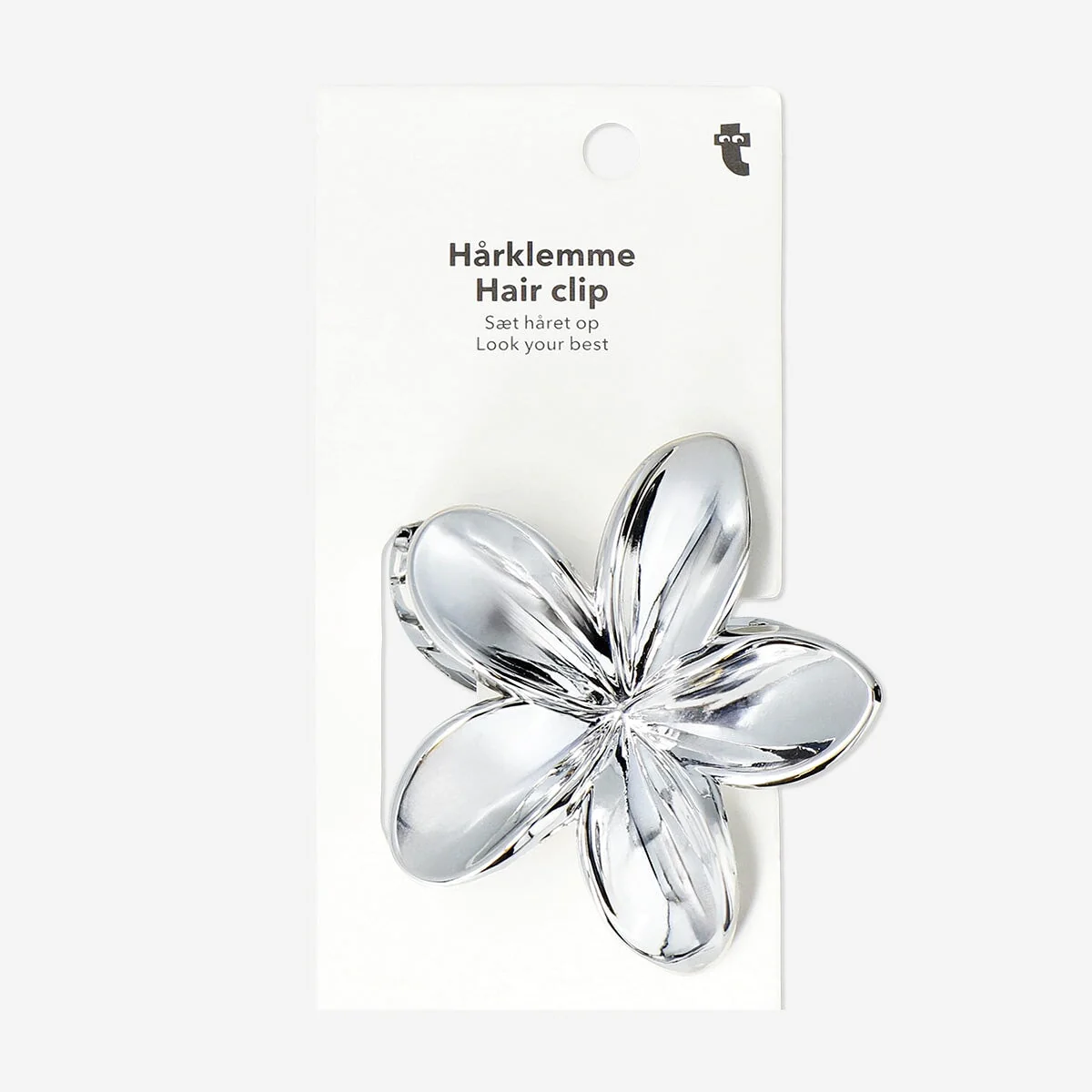 Silver flower hair clip