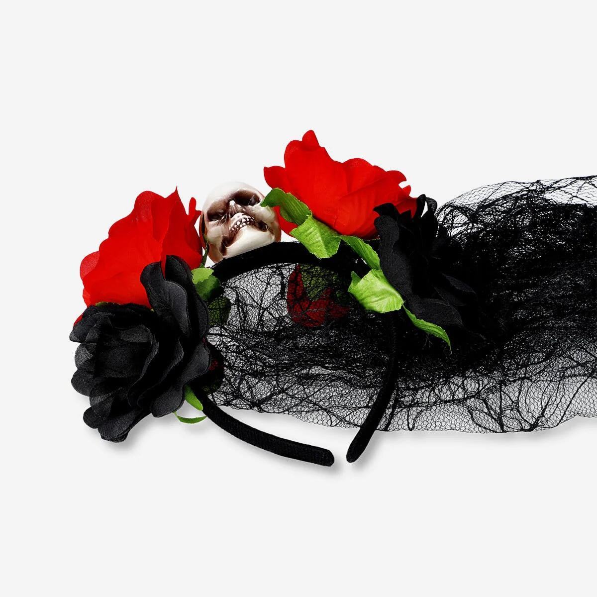 Skull with veil hairband - For adults - Image 2