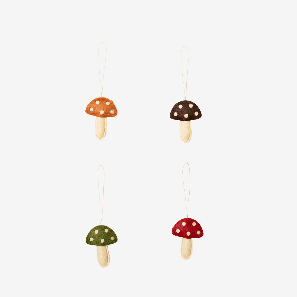 Small felt mushrooms for hanging - 4 pcs