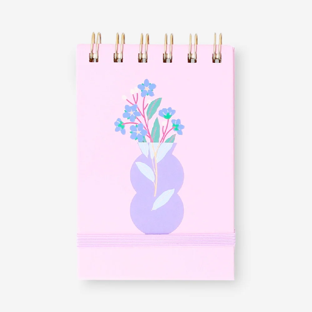 Spiral bound notepad with vase icon