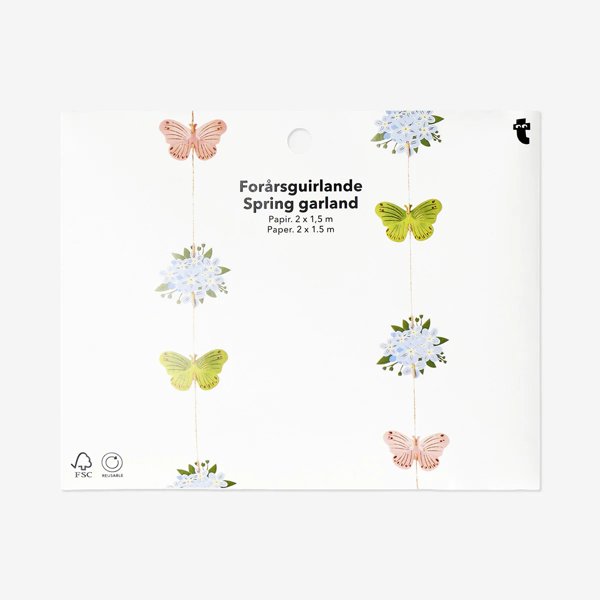 Spring garland with flowers and butterflies - 150 cm