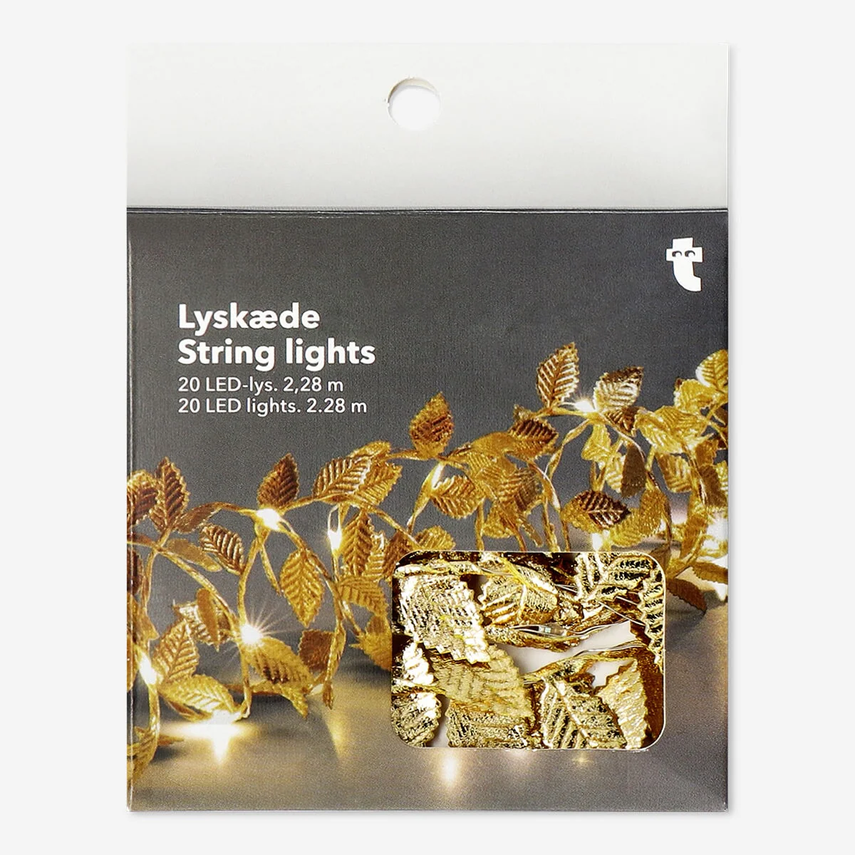 String Lights with Golden Leaves - 228 cm