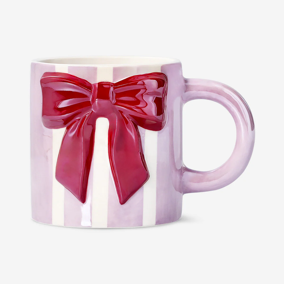 Striped mug with embossed bow - 320 ml - Image 2