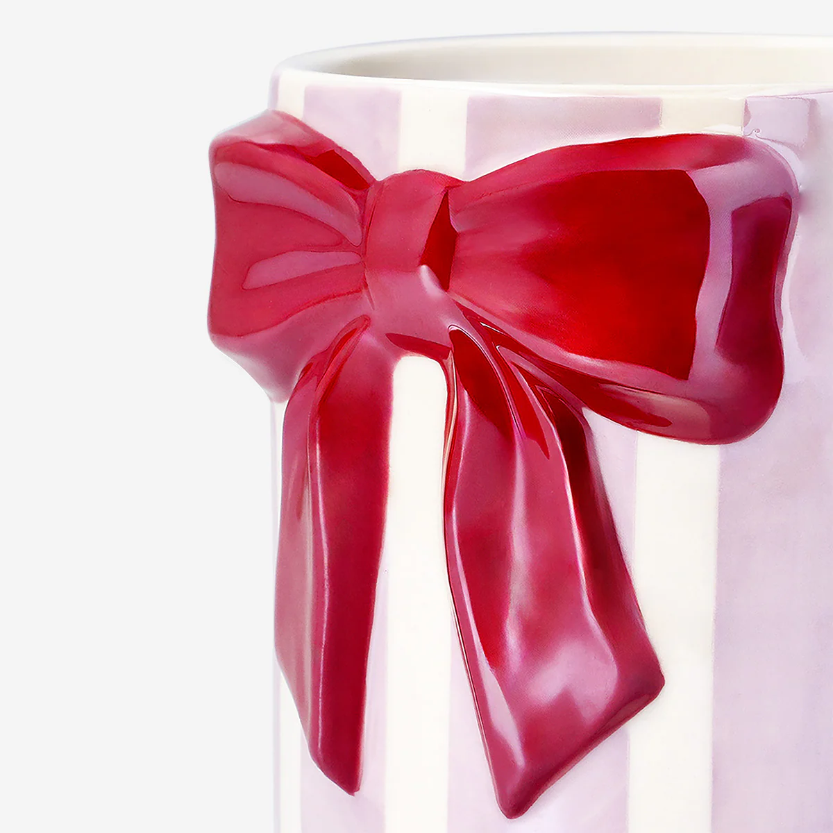 Striped mug with embossed bow - 320 ml - Image 3