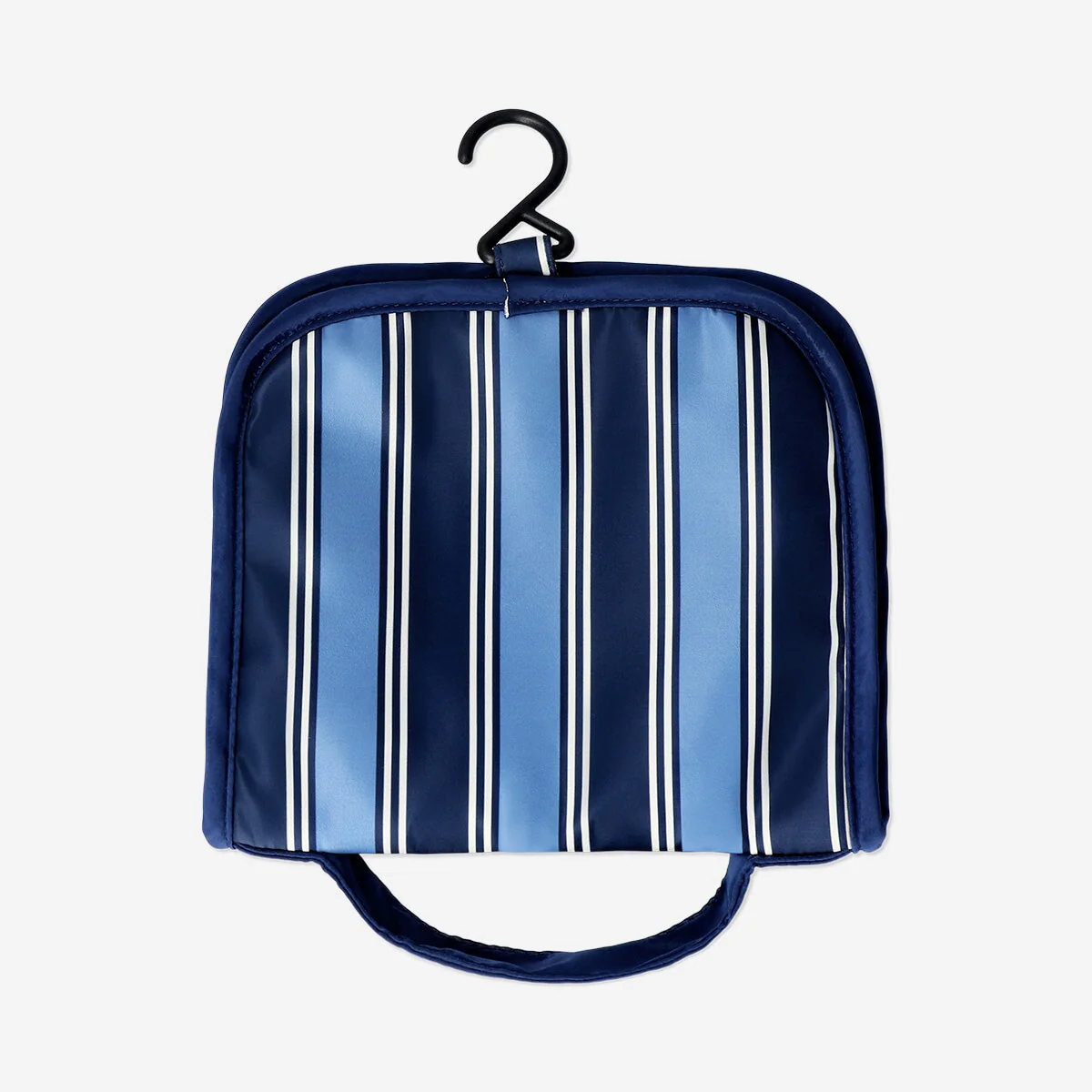 Striped toiletry bag for hanging