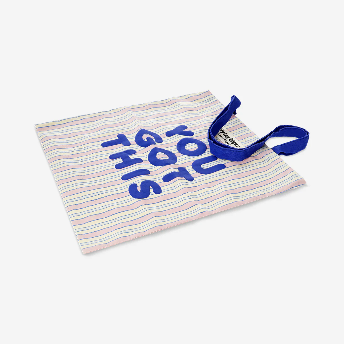 Striped tote bag with blue handles - Image 2