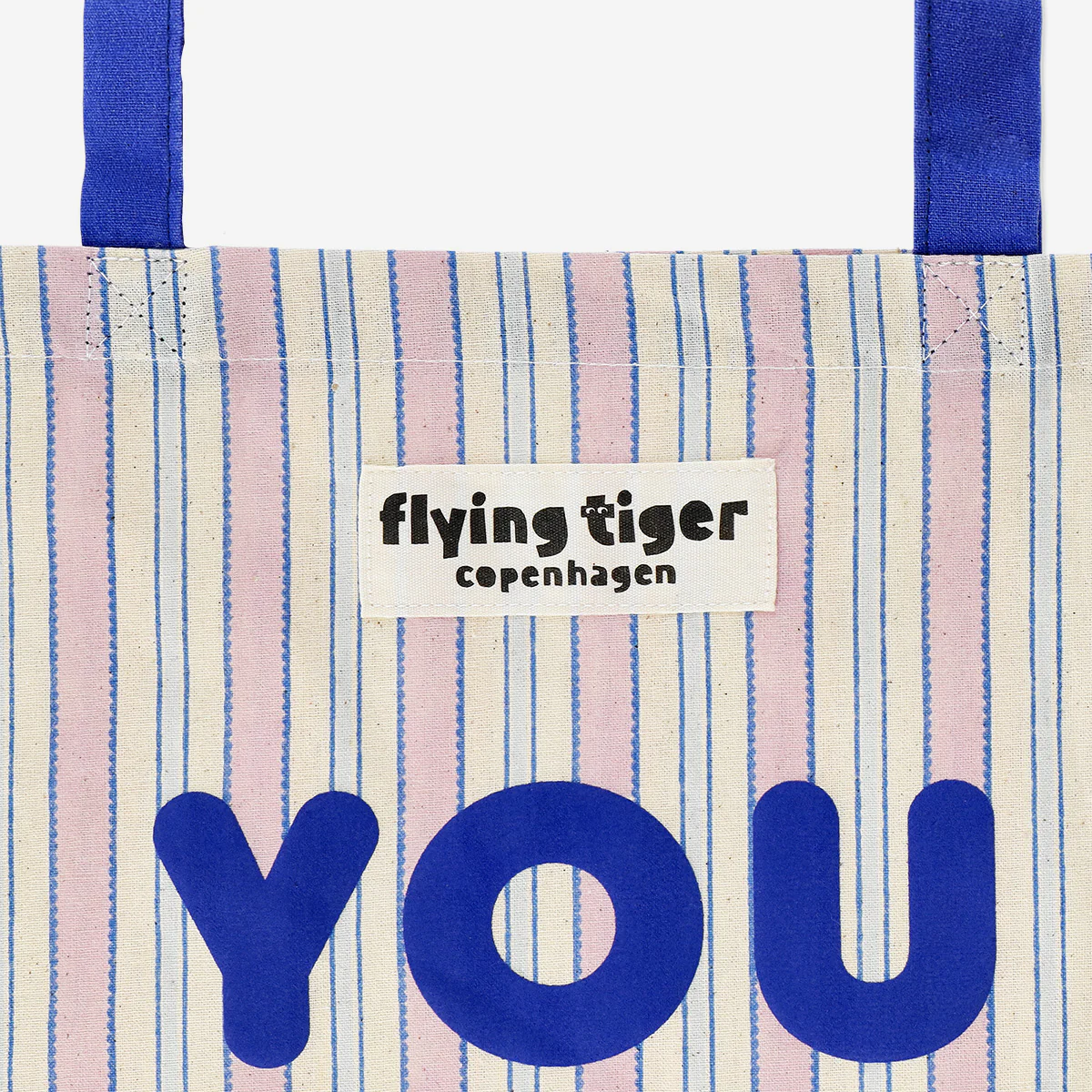 Striped tote bag with blue handles - Image 3