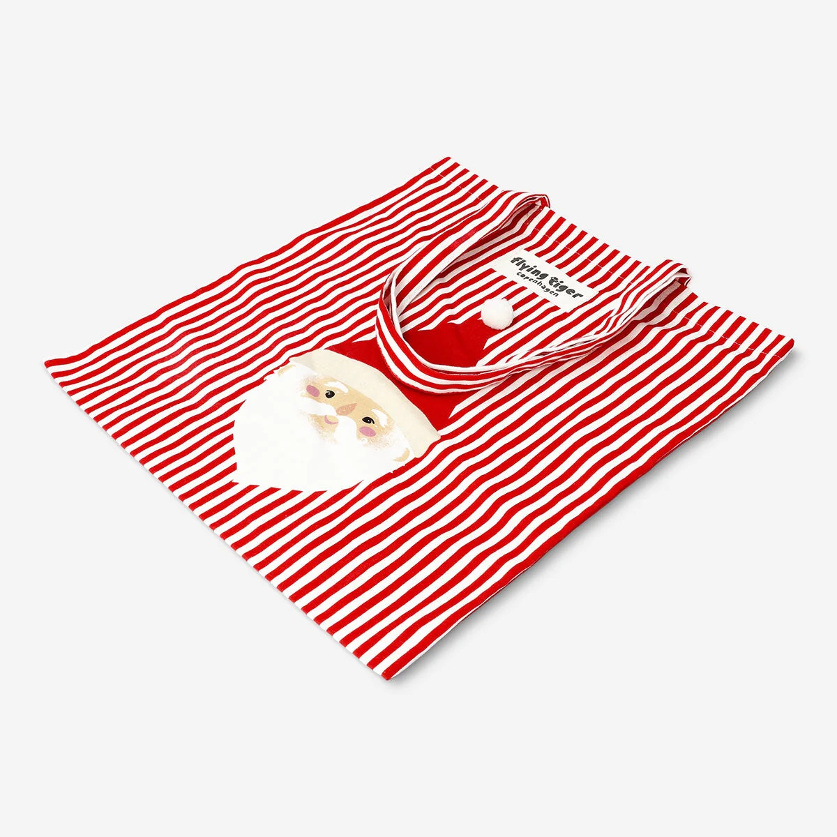 Striped tote bag with santa's face - Image 3