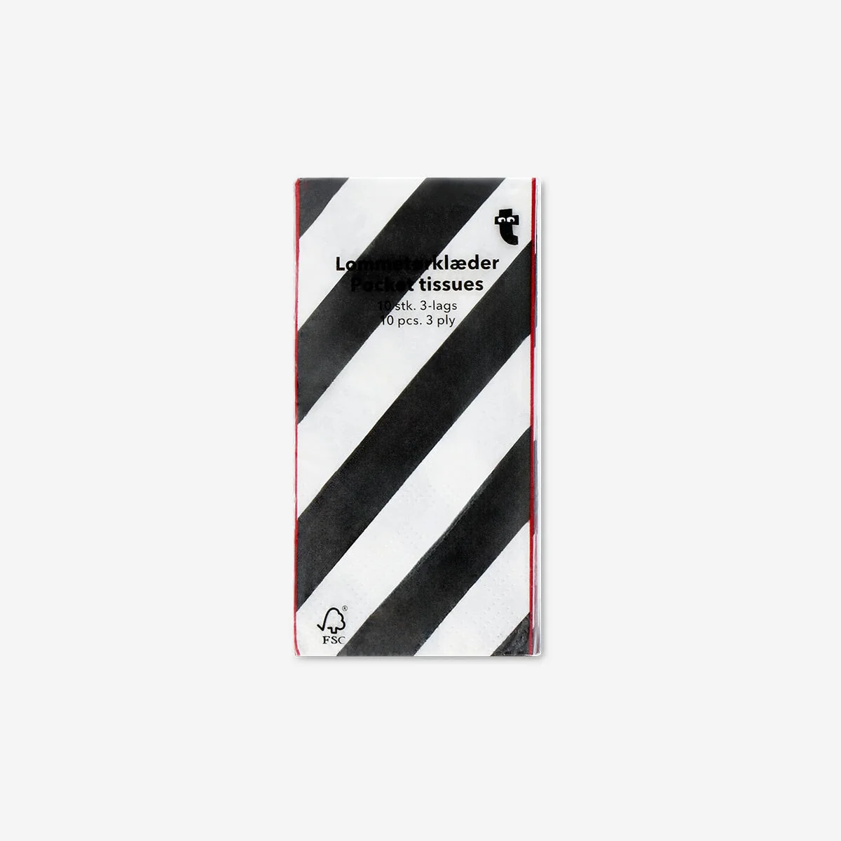 Stripy tissues with red border - 10 pcs