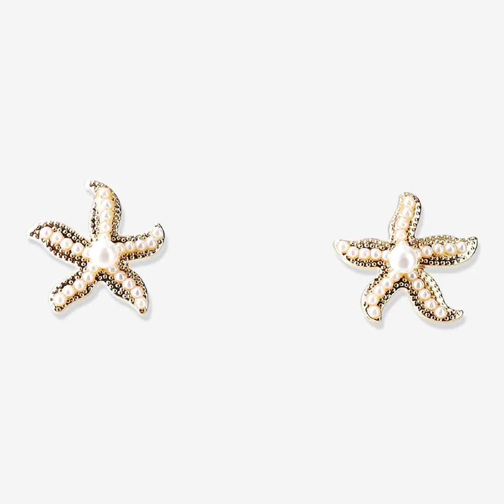 Stud earrings - Seastars with pearls - Image 2